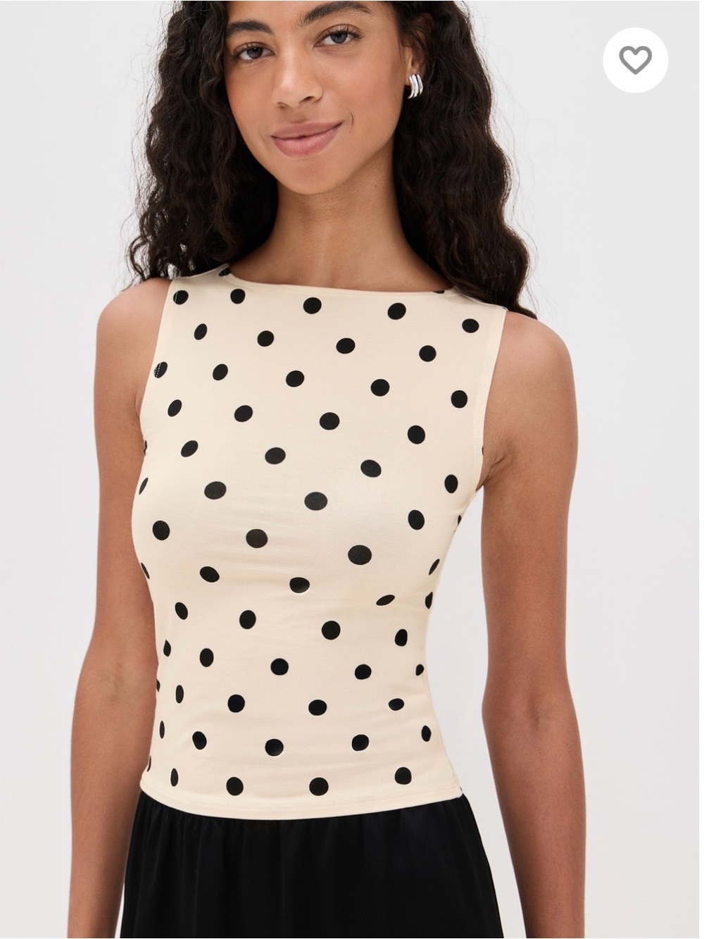 Reformation Beige and Black Polka Top